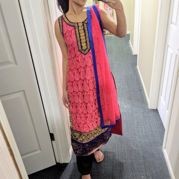 beautiful pink indian dress - NWOT - Picture 2 of 6